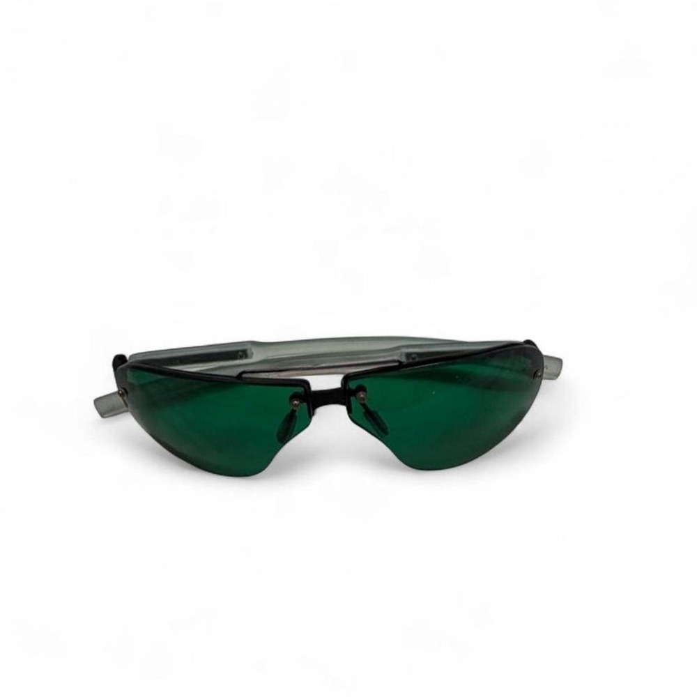 Vintage Y2K Green Tinted Rimless Sunglasses Y2K Sporty Wrap Shades Green Black